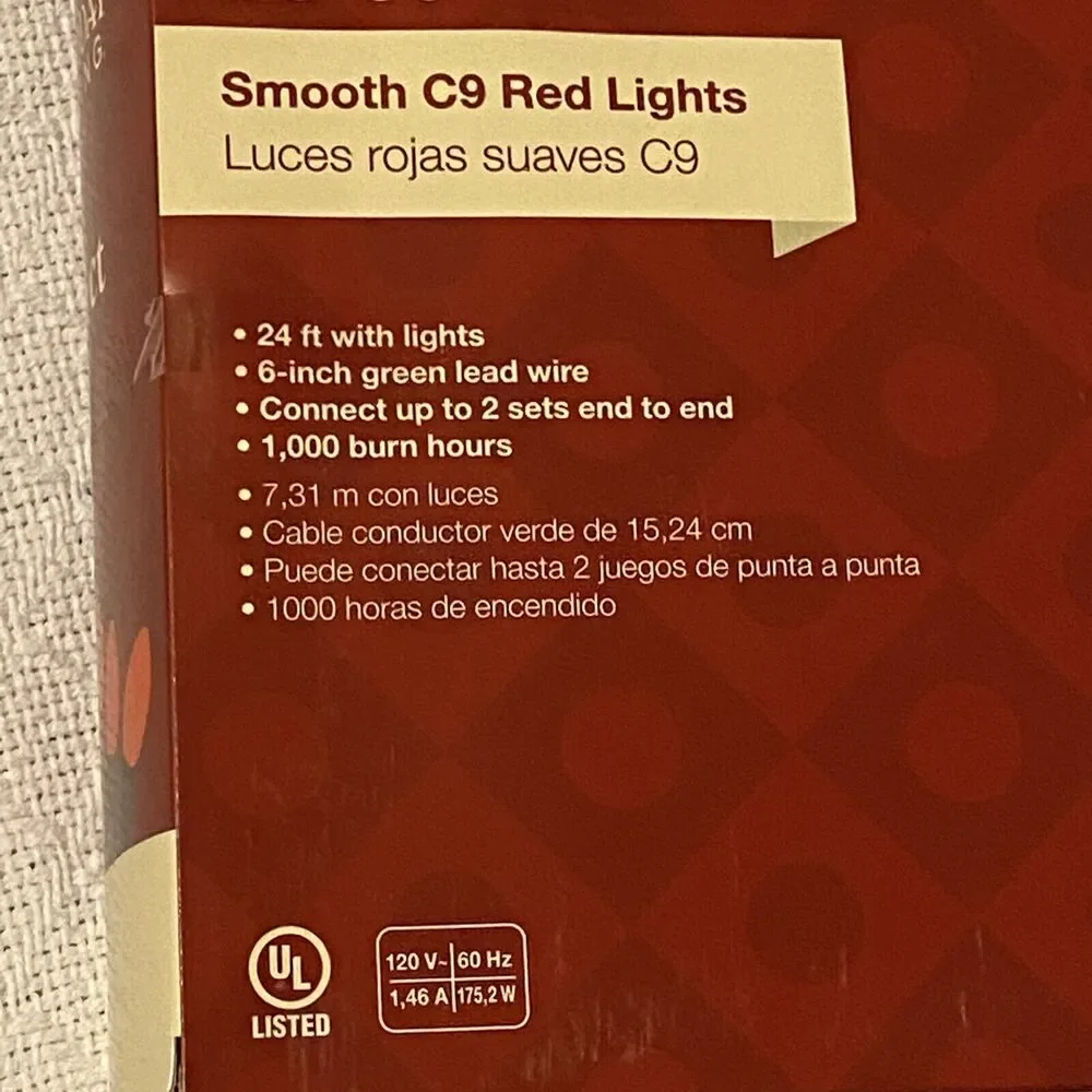 Holiday Living 25ct Ceramic Red C9 Christmas Lights Corded Indoor /Outdoor New